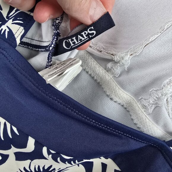 Chaps Womens Floral One-Piece Swimsuit Size 10 Blue & White - Picture 4 of 10